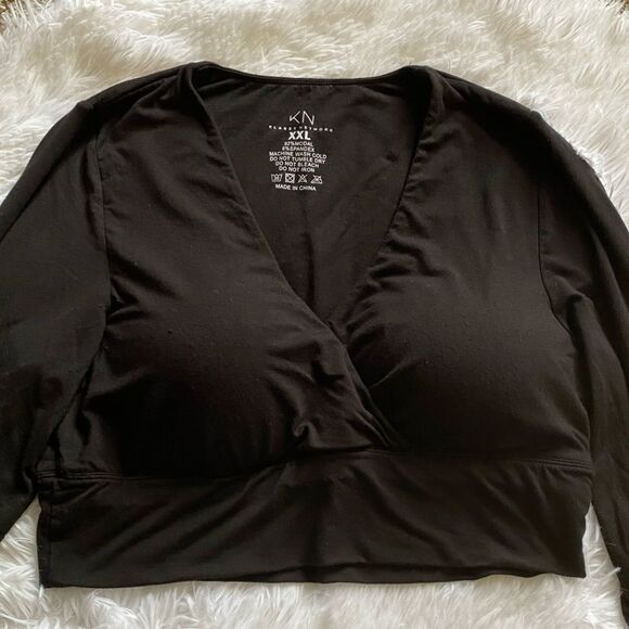 Klassy Network Black Crop Top Long Sleeve Womens Size XXL - Picture 3 of 4